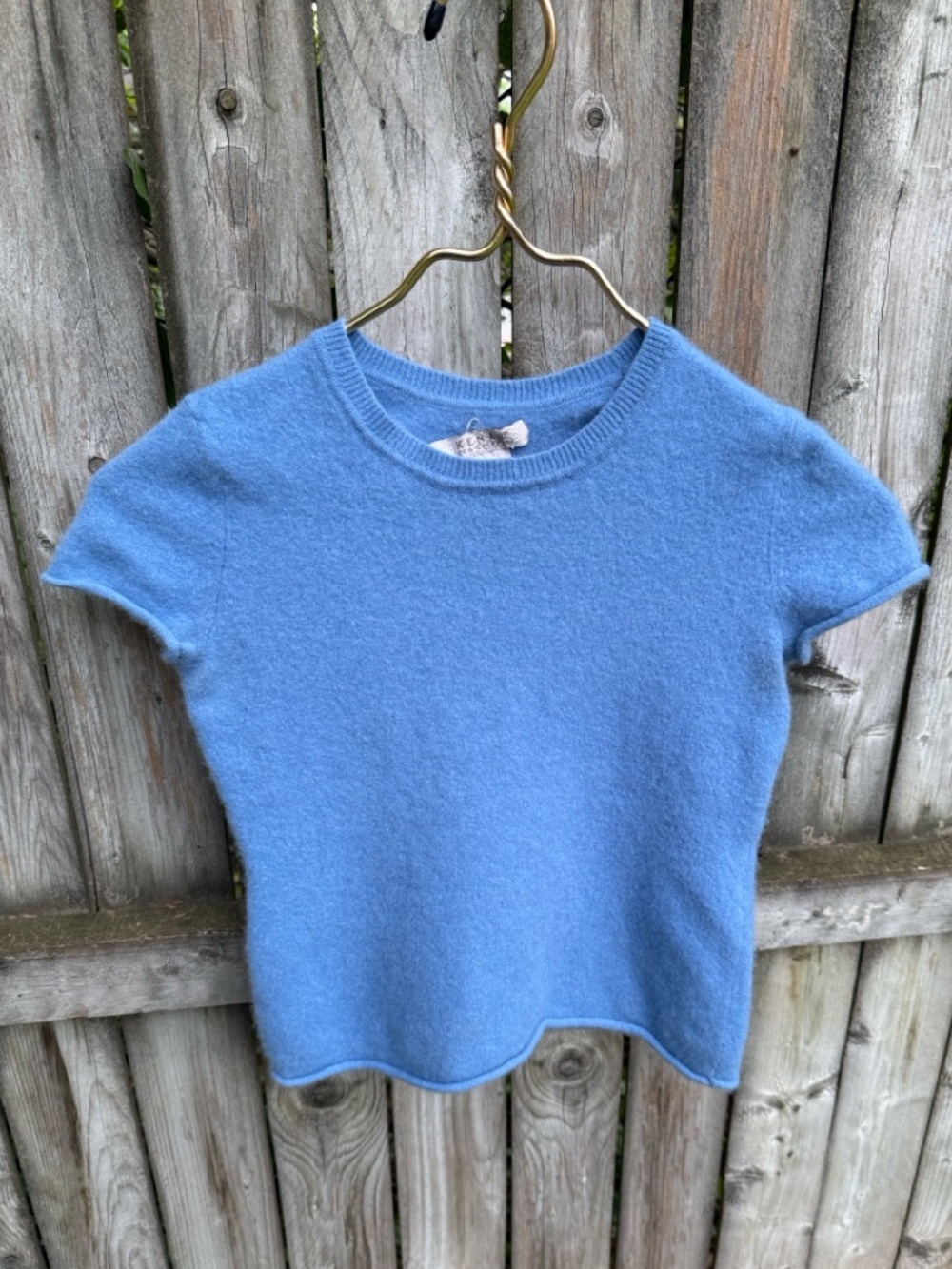 FREE w/purchase Kenar 100% cashmere short sleeved crop sweater *FLAWS* S